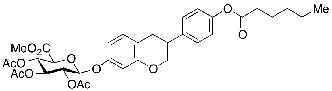 (R,S)-Equol Hexanoate 3,4-O-Triacetyl-4’-O-β-D-glucuronide Methyl Ester - Chemical structure and product image